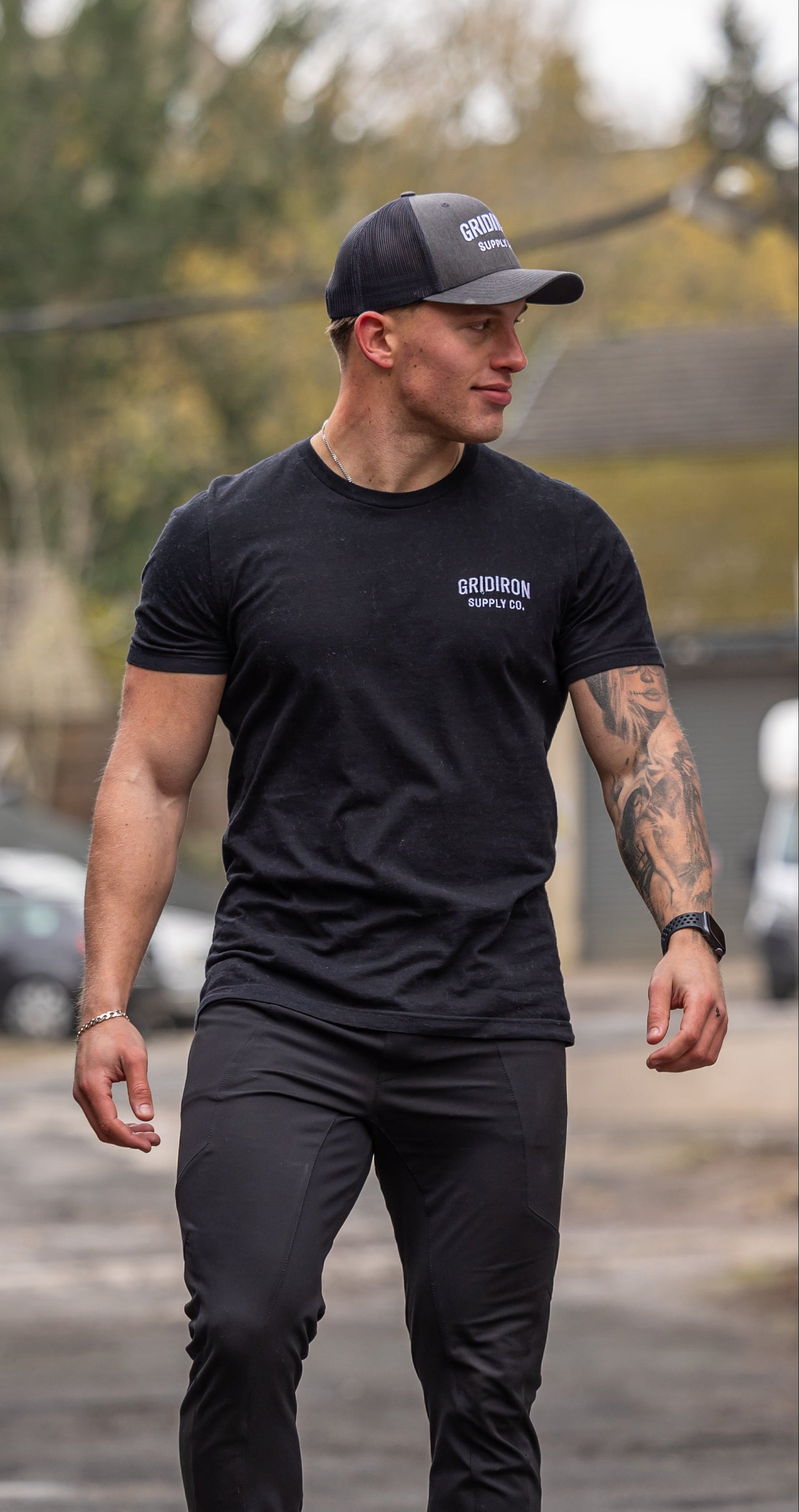 Signature Gridiron Tee Black  – Gridiron Supply Co.