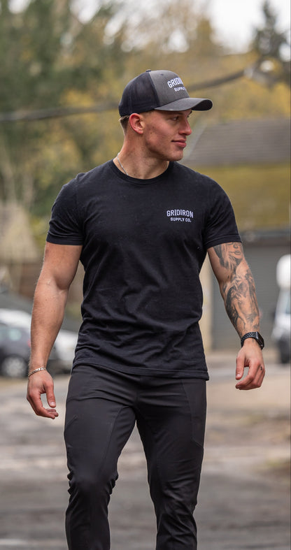 Signature Gridiron Tee Black  – Gridiron Supply Co.